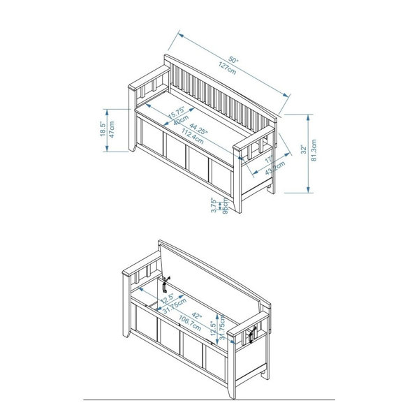 Alcott Hill® Garrity 50” Slat Back Hidden Storage Wood Bench with Flip Top Seat & Reviews Wayfair